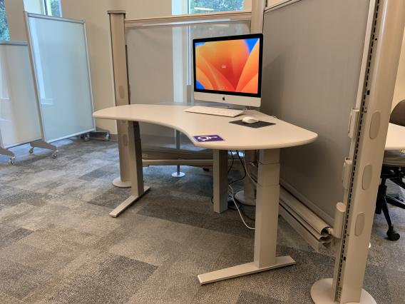 Height adjustable computer desk in the rear of the first floor.
